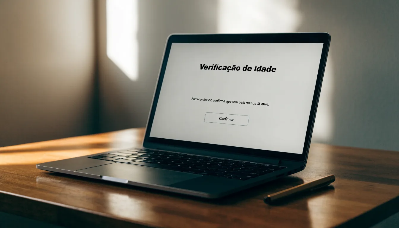 Uma folha de licença em papel com um selo vermelho, pousada numa secretária de madeira ao lado de uma caneta