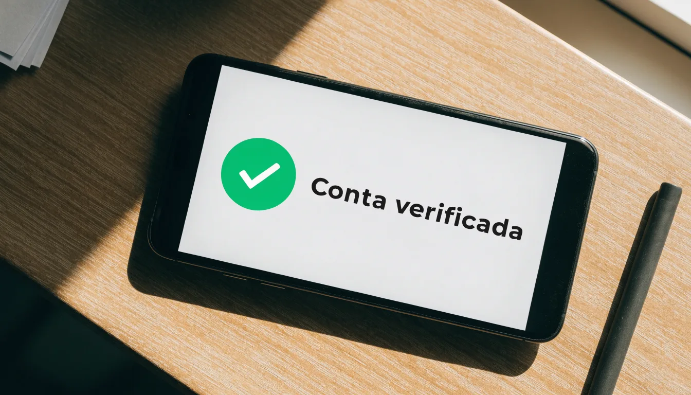 Uma folha de licença em papel com um selo vermelho, pousada numa secretária de madeira ao lado de uma caneta